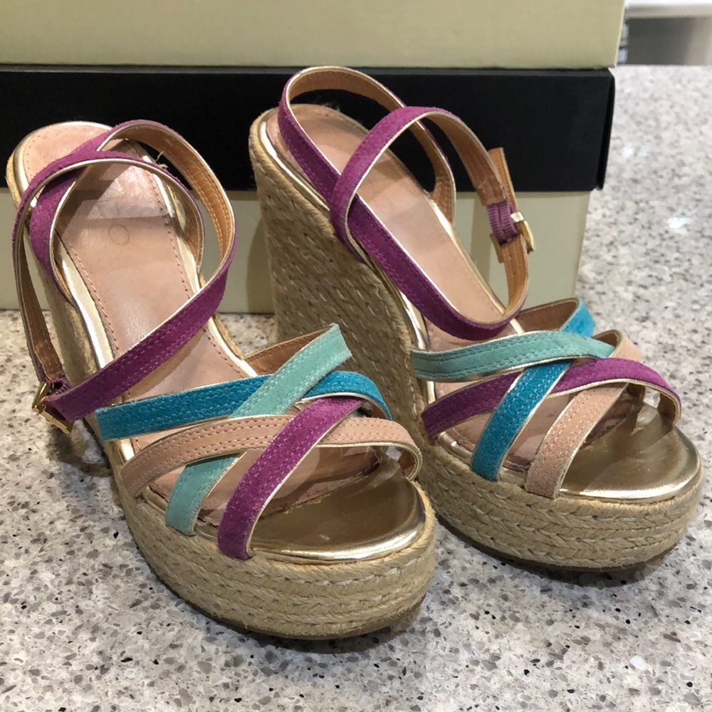 Colorful Strappy Wedge Sandals